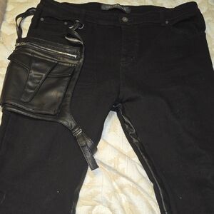 Black Men's Pants with Side Bag